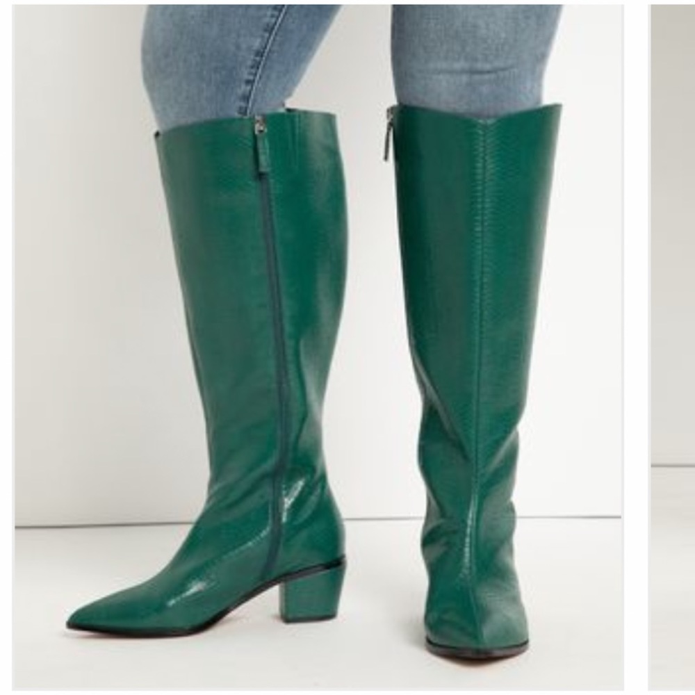 Eloquii knee high zip up green boots